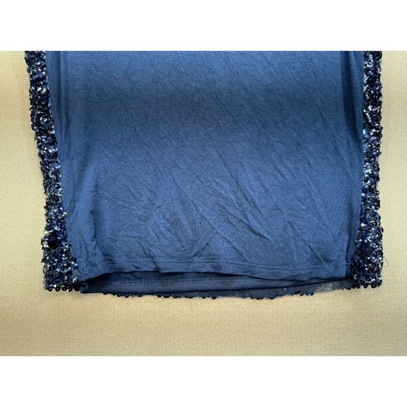 Express Womens Metallic Sequin Embellished Tank Top Size S Navy Blue Preppy Chic - Picture 11 of 12